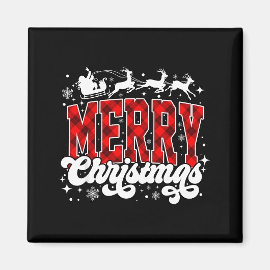 Merry Christmas Lights Santa Hat Xmas Family Match Magneet (Voorkant)