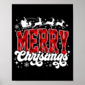 Merry Christmas Lights Santa Hat Xmas Family Match Poster (Voorkant)
