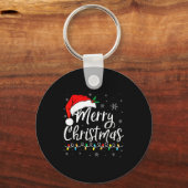 Merry Christmas Lights Santa Hat Xmas Family Match Sleutelhanger (Voorkant)
