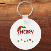 Merry Christmas Lights Santa Hat Xmas Family Match Sleutelhanger (Voorkant)