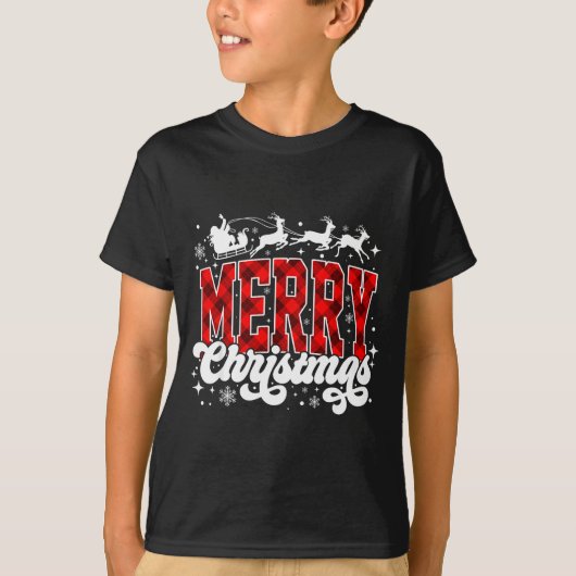 Merry Christmas Lights Santa Hat Xmas Family Match T-shirt (Voorkant)