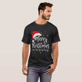 Merry Christmas Lights Santa Hat Xmas Family Match T-shirt (Voorkant volledig)