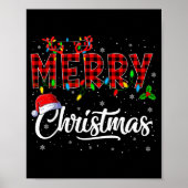 Merry Christmas Lights Santa Hat Xmas Family Men W Poster (Voorkant)