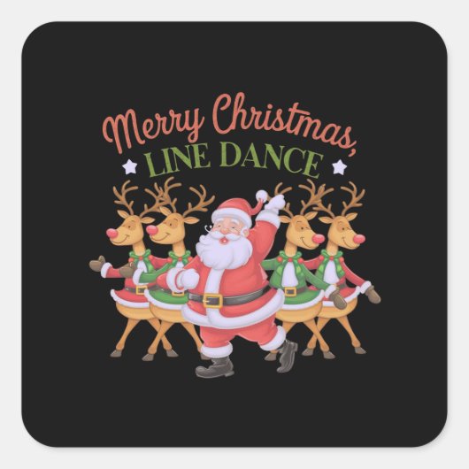 Merry Christmas Line Dance viert het nieuwe seizoe Vierkante Sticker (Voorkant)