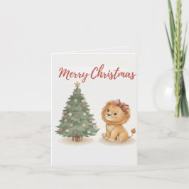 Merry Christmas Lion Card Tradition Treasures Kaart