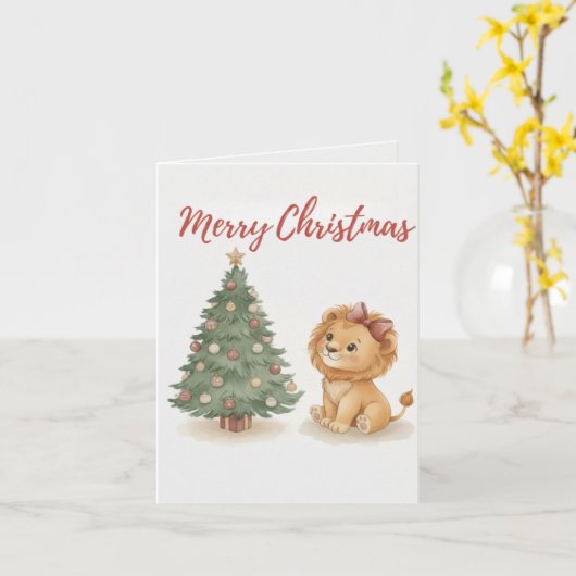 Merry Christmas Lion Card Tradition Treasures Kaart (Gele Bloem)