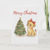 Merry Christmas Lion Cub Card  Feestdagen Kaart (Voorkant)