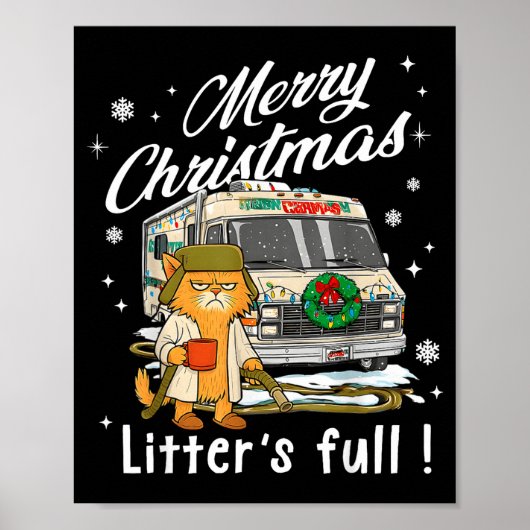 Merry Christmas Litter’s Full Funny Cat Lover Sarc Poster (Voorkant)