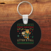 Merry Christmas Litter’s Full Funny Cat Xmas Ugly Sleutelhanger (Voorkant)
