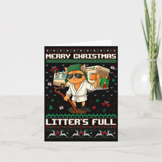 Merry Christmas Litter's Full Funny Cat Ugly Xmas  Kaart (Voorkant)