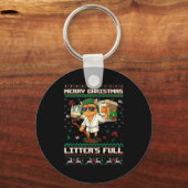 Merry Christmas Litter's Full Funny Cat Ugly Xmas Sleutelhanger (Voorkant)