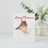 Merry Christmas Little Snowy Chipmunk Briefkaart (Staand voorkant)