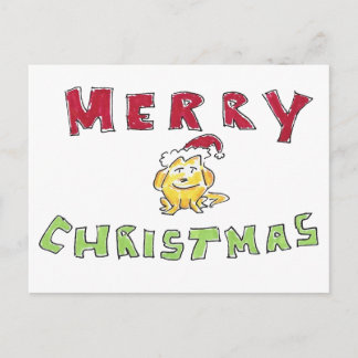 Merry Christmas Little Yellow Lab Puppy Cartoon Feestdagenkaart