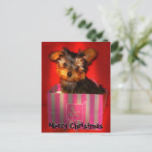 Merry Christmas Little Yorkie  Feestdagenkaart (Staand voorkant)