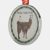 MERRY CHRISTMAS LLAMA EN OWL METALEN ORNAMENT (Links)