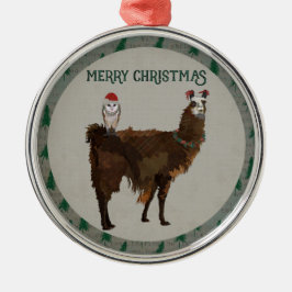 MERRY CHRISTMAS LLAMA EN OWL METALEN ORNAMENT