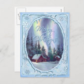 MERRY CHRISTMAS LOG CABIN by SHARON SHARPE Feestdagenkaart (Voorkant / Achterkant)