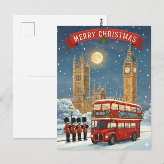 Merry Christmas London Theme Briefkaart (Voorkant / Achterkant)