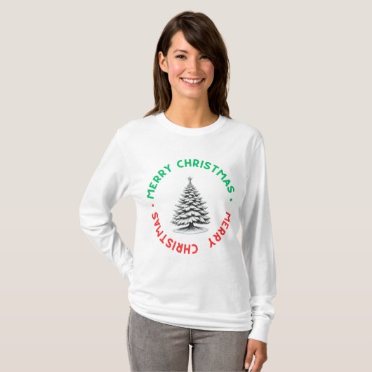 Merry Christmas Long Sleeve T-Shirt (Voorkant volledig)