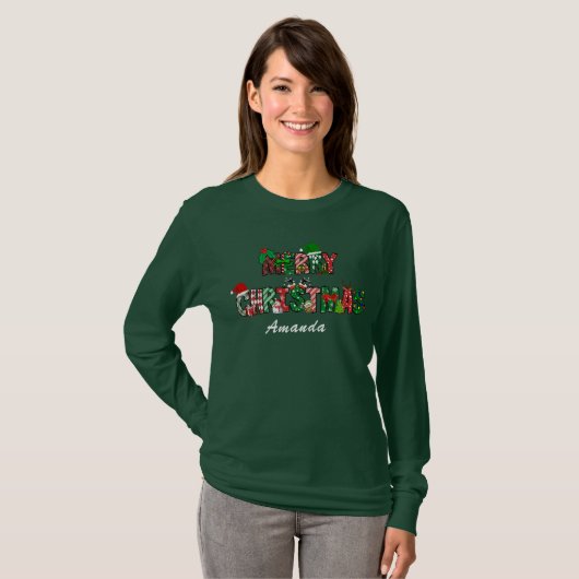 Merry Christmas Long-sleeve T-shirt (Voorkant volledig)