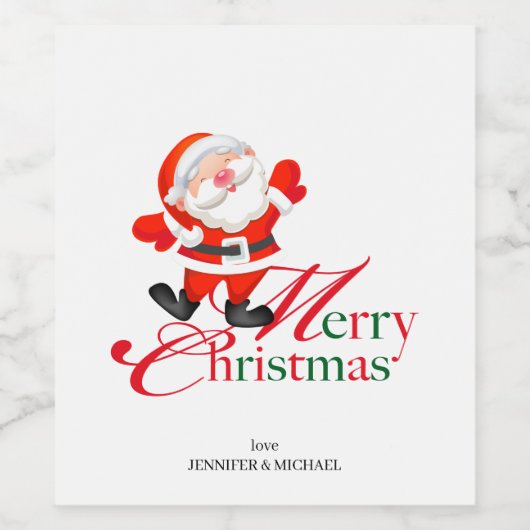 Merry Christmas Love Santa Claus Wijn Etiket (Enkel label)