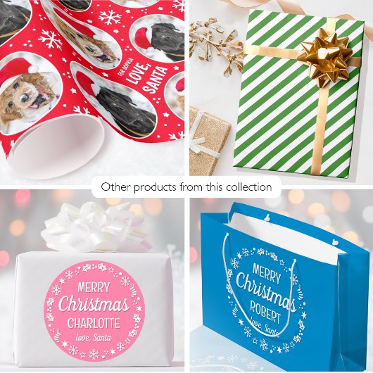 Merry Christmas Love Santa Custom Name Blue Groot Cadeauzakje