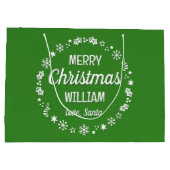 Merry Christmas Love Santa Custom Name Green Groot Cadeauzakje (Achterkant)