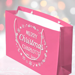 Merry Christmas Love Santa Custom Name Pink Groot Cadeauzakje
