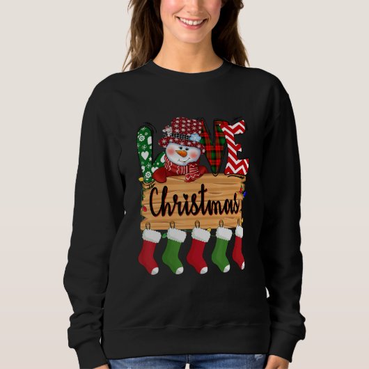 Merry Christmas Love  Snowman Buffalo Red Plaid So Trui (Voorkant)