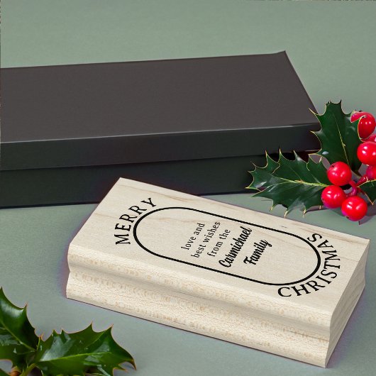 Merry Christmas Lozenge Logo Stijl Vet Script Rubberstempel