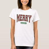Merry Christmas Luipaard Print Groen Rood T-shirt (Voorkant)