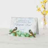 Merry Christmas Luke Bible Scripture Chickadees Kaart (Gele Bloem)