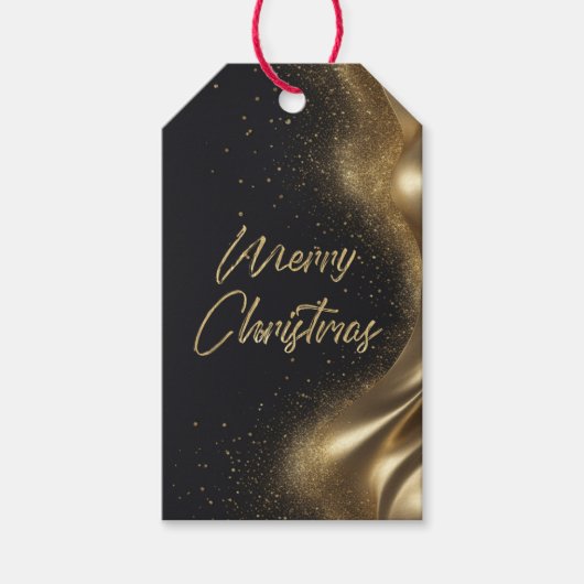 Merry Christmas Luxe Zwart Goud Cadeaulabel (Voorkant)