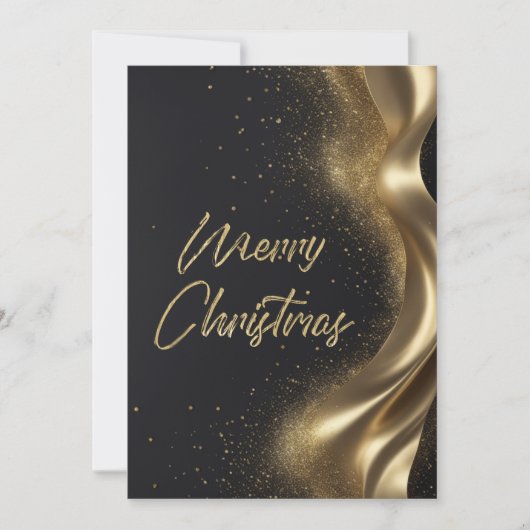 Merry Christmas Luxe Zwart Goud Feestdagenkaart (Voorkant)