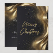 Merry Christmas Luxe Zwart Goud Feestdagenkaart (Voorkant / Achterkant)