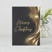 Merry Christmas Luxe Zwart Goud Feestdagenkaart (Staand voorkant)