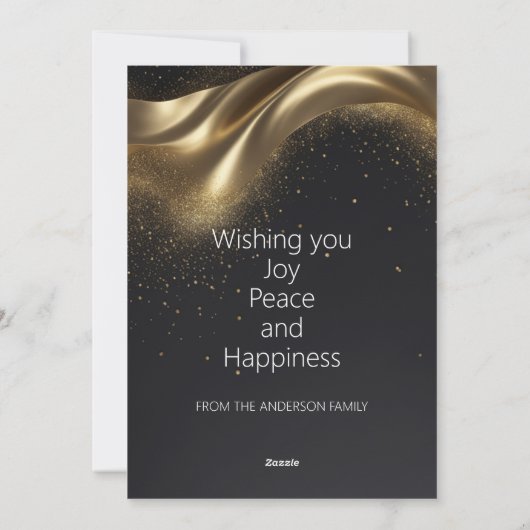 Merry Christmas Luxe Zwart Goud Feestdagenkaart (Achterkant)