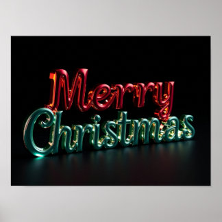 Merry Christmas Luxury Typography Poster Paper H05