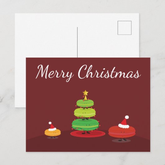 Merry Christmas Macarons | Postcard Feestdagenkaart (Voorkant / Achterkant)