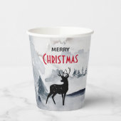 Merry Christmas Majestic Herten Waterverf Papieren Bekers (Links)