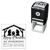 Merry Christmas Manger Scene Retouradres Zelfinktende Stempel (In situ)