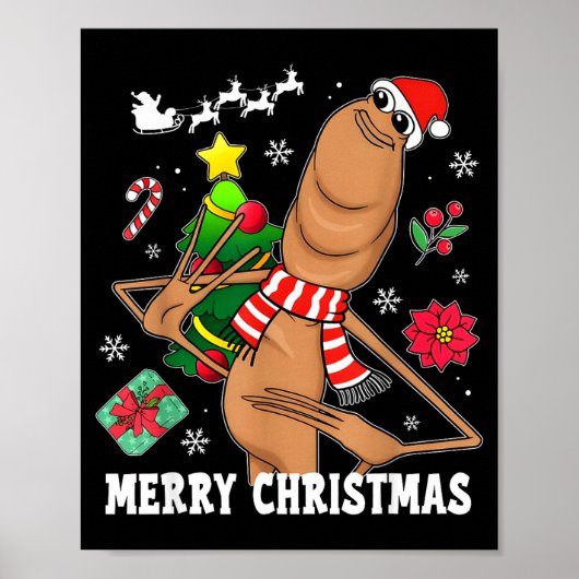 Merry Christmas Marcus The Worm Funny Unhinged Mem Poster (Voorkant)