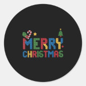 Merry Christmas Master Builder Kids Building Block Ronde Sticker (Voorkant)