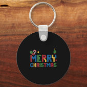 Merry Christmas Master Builder Kids Building Block Sleutelhanger (Voorkant)