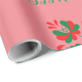 Merry Christmas Matte Pink Cadeaupapier (Rol Hoek)