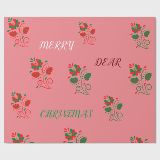 Merry Christmas Matte Pink Cadeaupapier (Vlak)