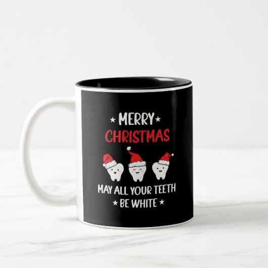 Merry Christmas - May All Your Teeth Be White Tweekleurige Koffiemok (Links)