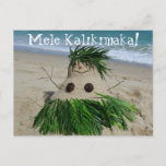 Merry Christmas/Mele Kalikimaka Snowman Sandman Feestdagenkaart<br><div class="desc">Merry Christmas/Mele Kalikimaka Snowman Sandman</div>