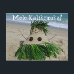 Merry Christmas/Mele Kalikimaka Snowman Sandman Feestdagenkaart<br><div class="desc">Merry Christmas/Mele Kalikimaka Snowman Sandman</div>