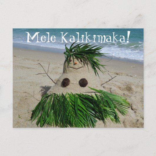 Merry Christmas/Mele Kalikimaka Snowman Sandman Feestdagenkaart (Voorkant)